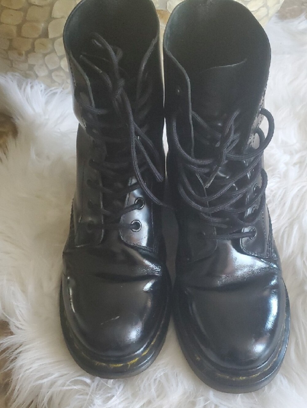 Dr. Martens Black Leather Lace-Up Combat Boots - Picture 10 of 16